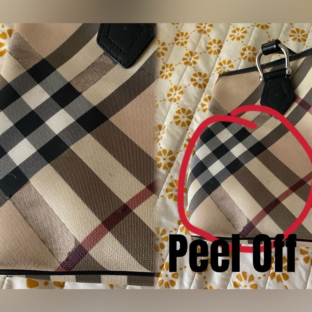 Burberry Checkered 9”x15” Tan and Black Red Shoulder Bag 100% Authentic - Picture 13 of 17